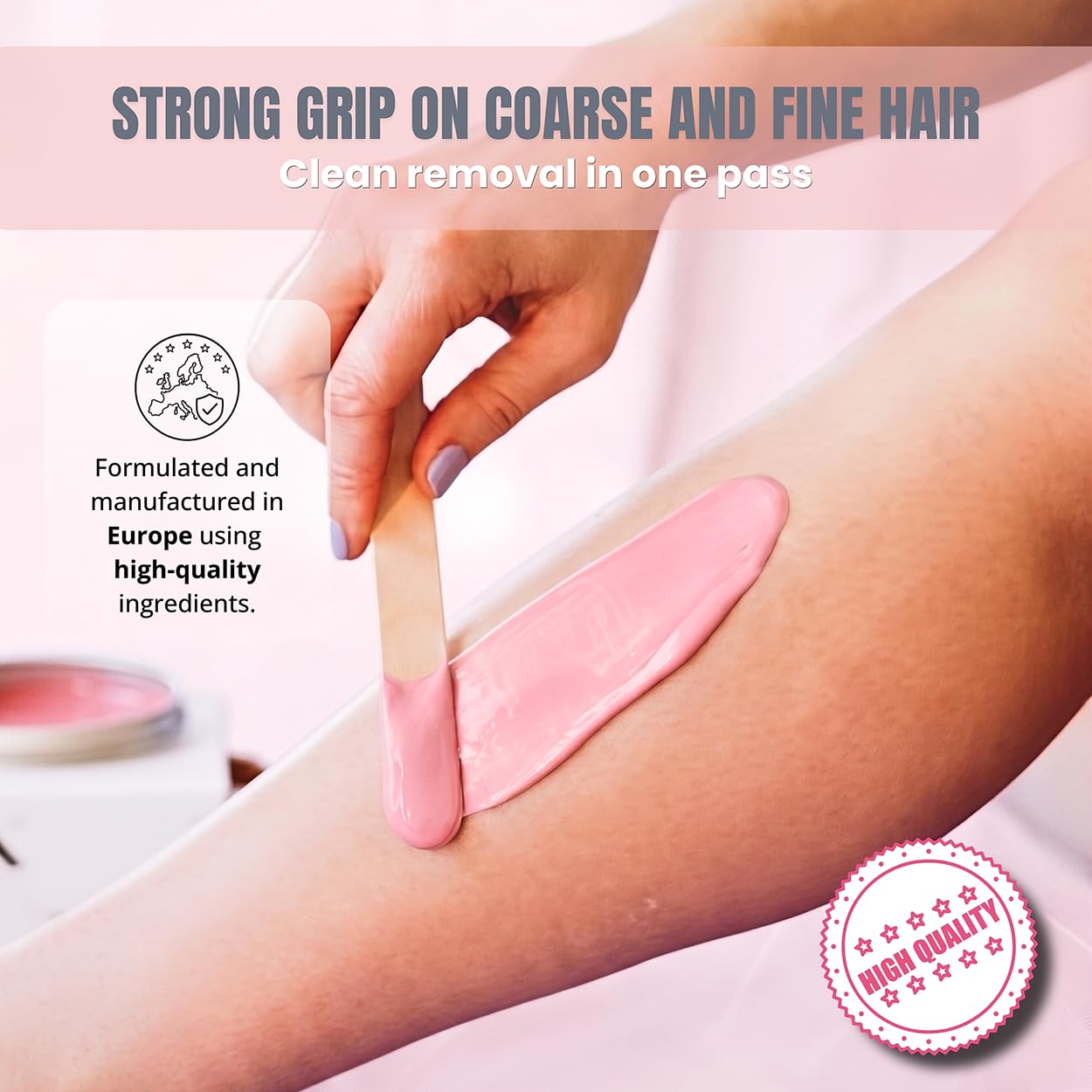 Pink Cream Hard Wax Beads for Sensitive Skin Rosin Free - 2.2lb (1000g) Hypoallergenic Waxing Beads with Argan Oil & Cocoa Butter - European Formula Professional Brazilian Body Wax