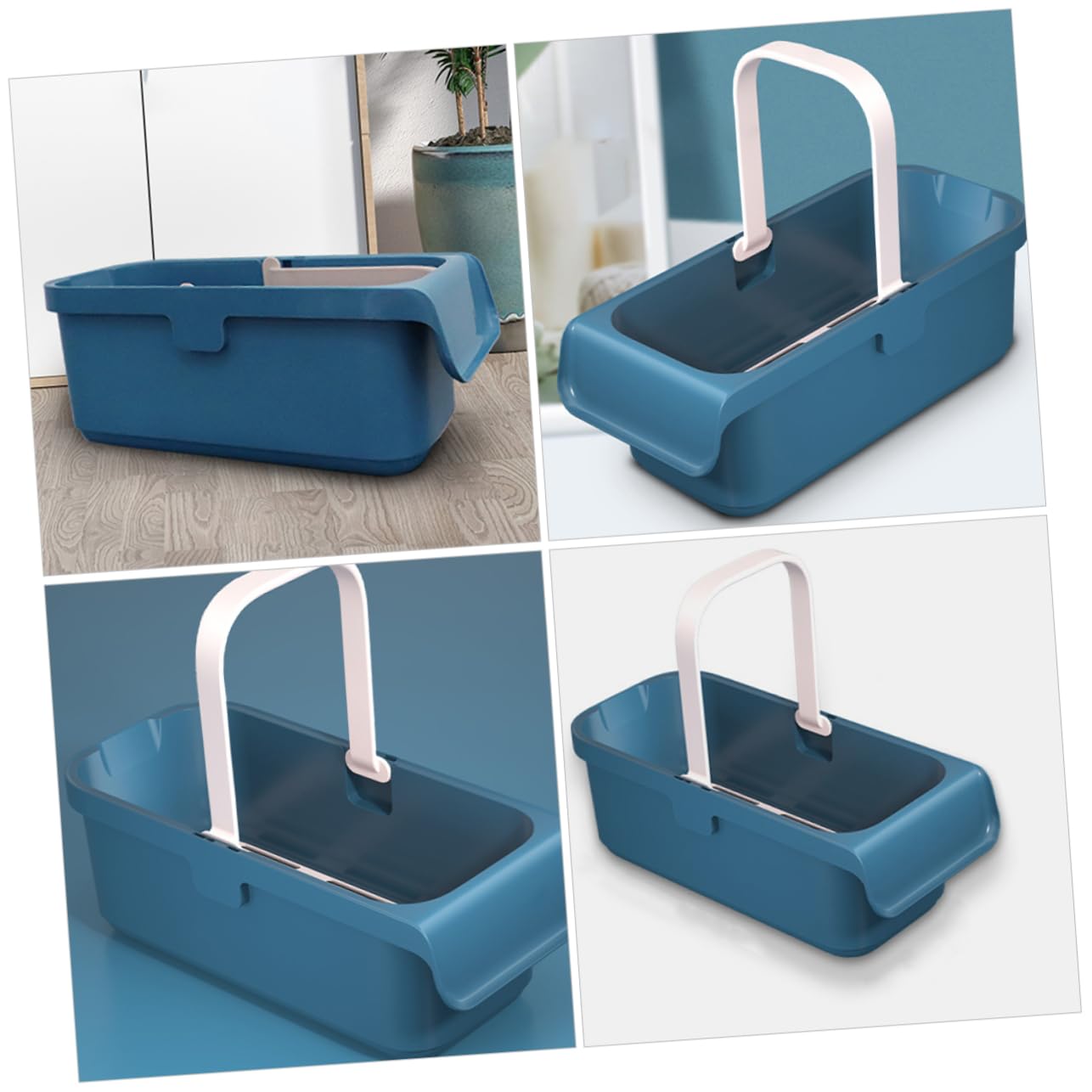 Cubo Rectangular para Mopa Plana, Plástico, Azul, Gran Capacidad