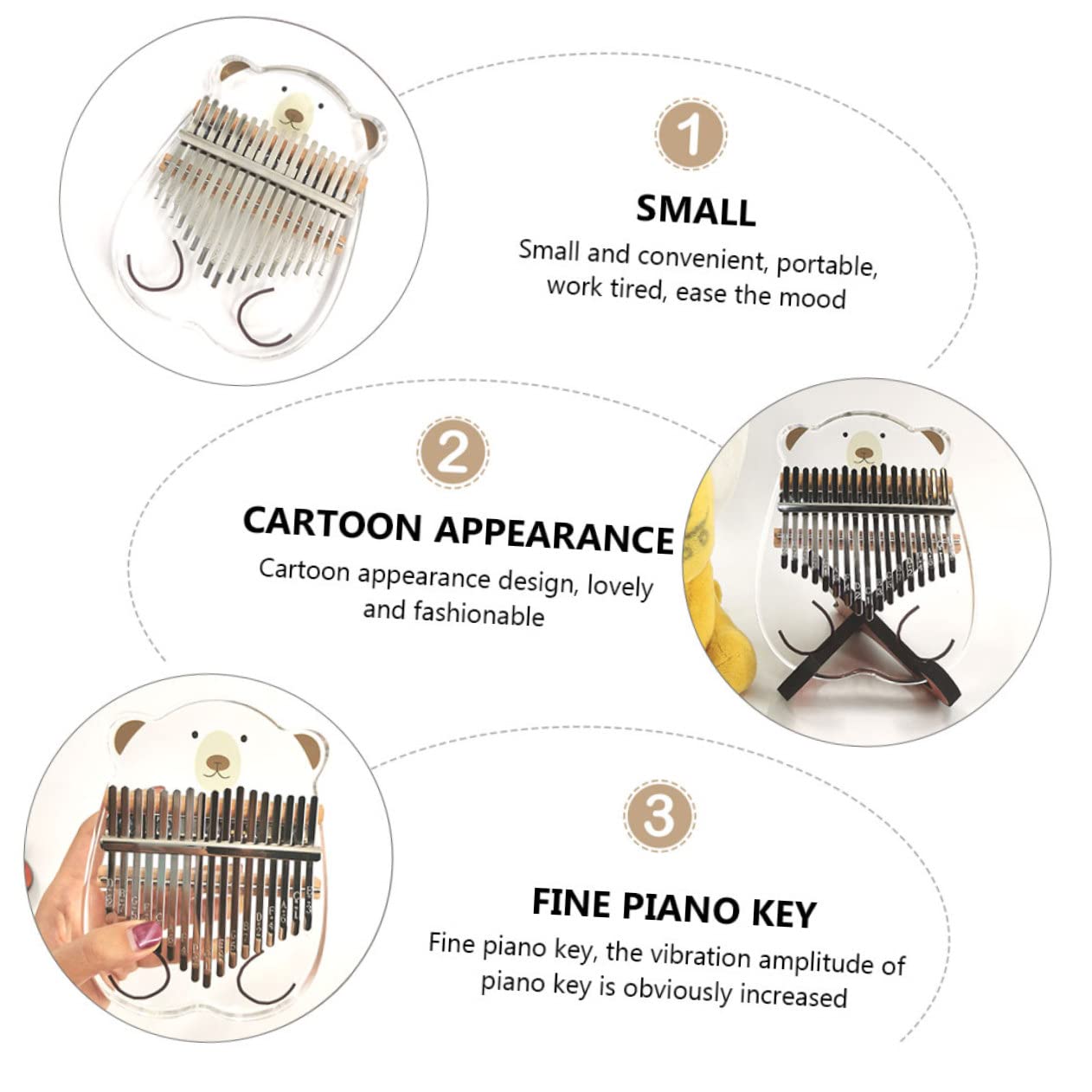VICASKY 1pezzi Kalimba Per Principianti Piano Strumento Acrilico Per Design e Facile e Portatile
