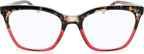 Lentes de lectura de gran tamaño con diseño de tortuga roja de dos tonos para mujer para lucir elegante, marcos de anteojos de lectura de gran