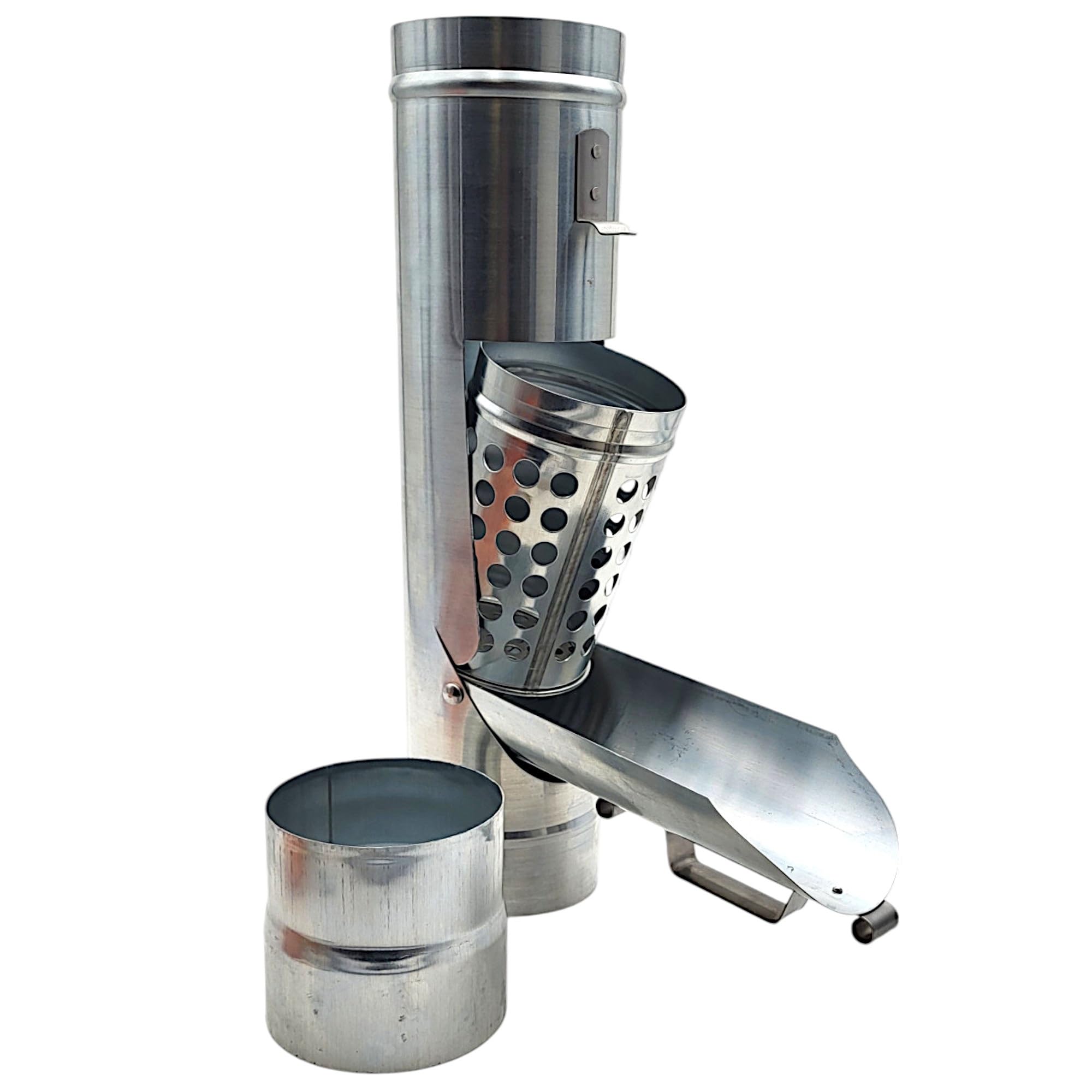 zbs24 Zink Regenwassersammler mit Laubkorb 80mm - Regenrohrklappe mit entnehmbaren Laubkorb, zum effizienten auffangen von Regenwasser, mit Muffe für einfache Verbindung mit dem Fallrohr