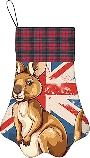 Pet Christmas Stockings Australia British Flag Kangaroo Stockings Buffalo Check Xmas Fireplace Hanging Stockings for Christmas Decorations