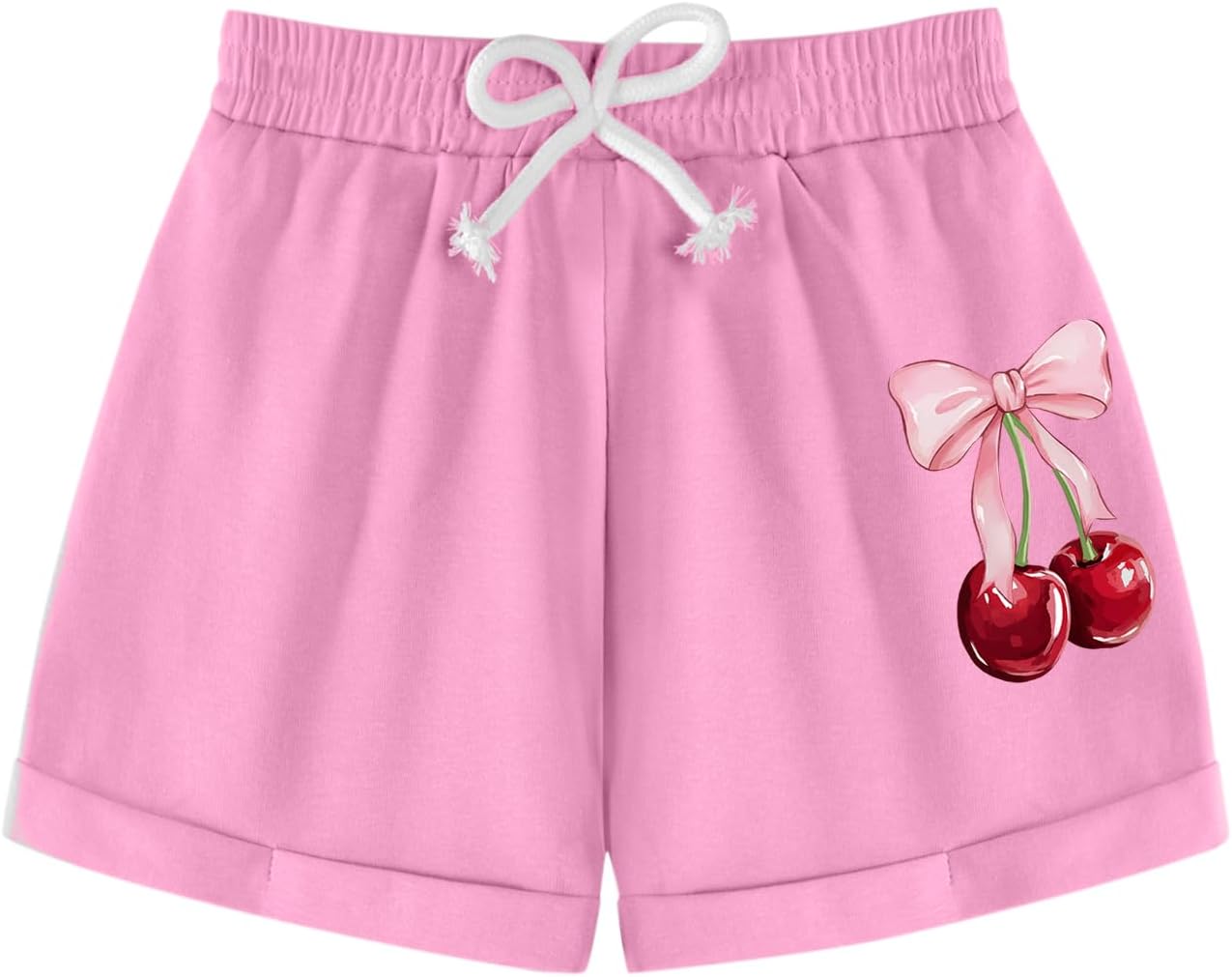 Girls Shorts Cute Summer Graphic Elastic Waist Drawstring Casual Cotton SweatShorts