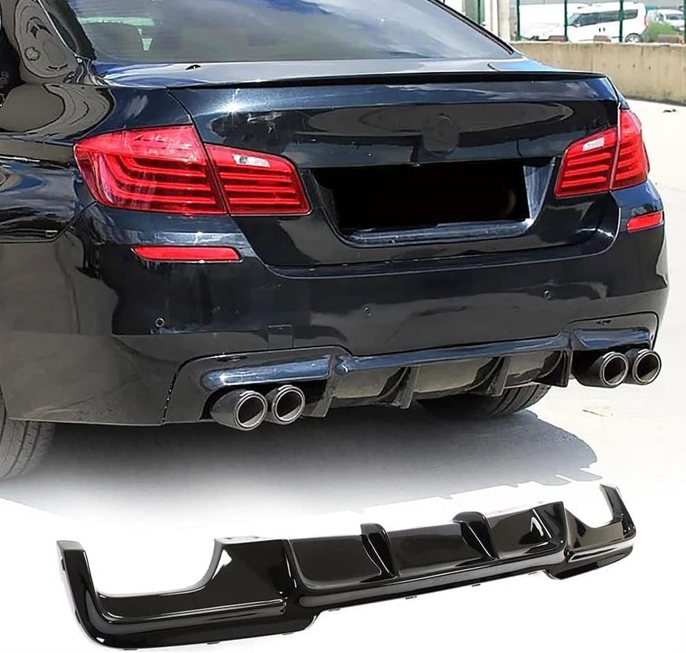 Rear Diffuser Compatible with 2012-2016 BMW 5 Series F10 M-Sport 528i 530i 535i 550i Rear Protector Bumper Lower Diffuser Spoiler Lip(FRP Gloss Black)