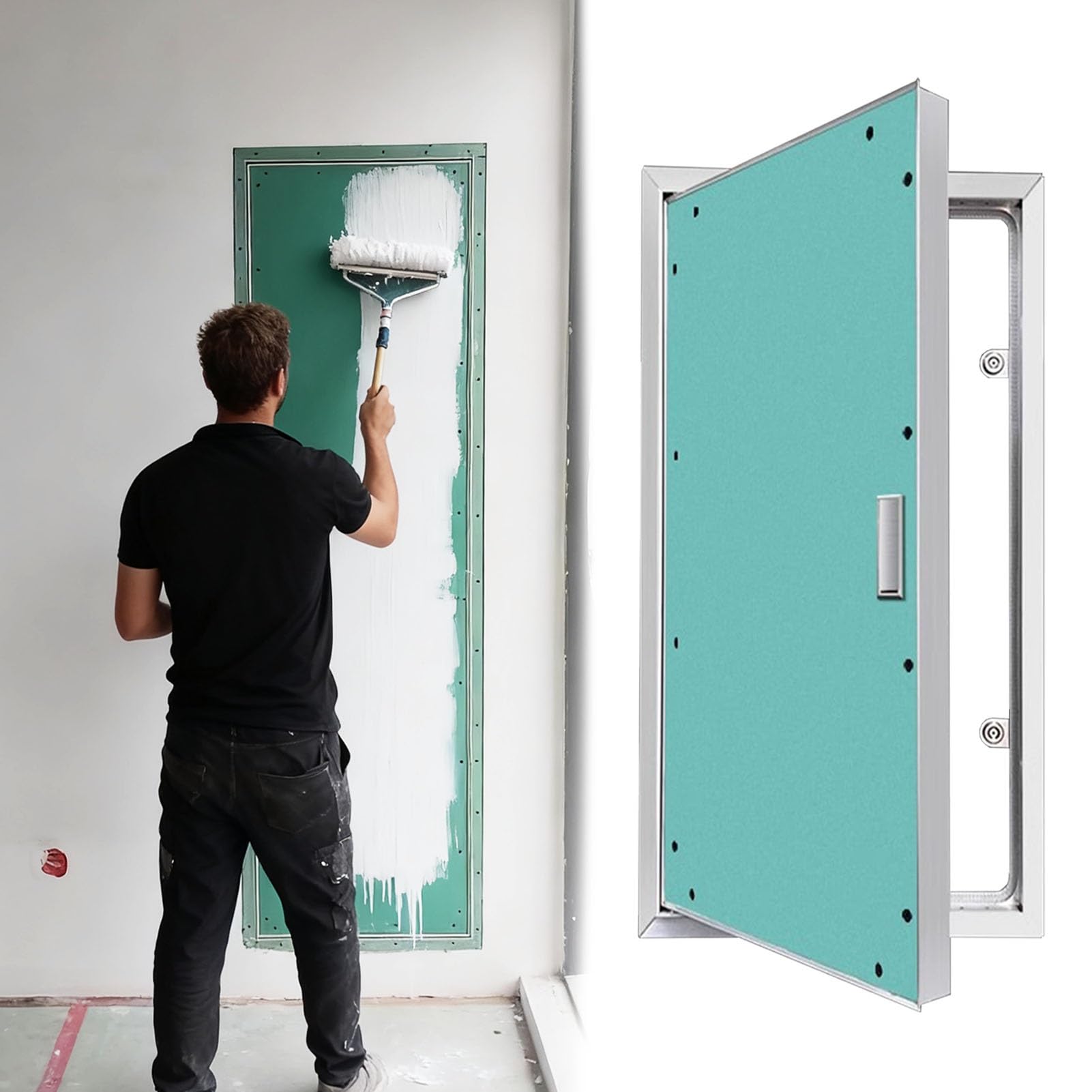 Vibeo Revisionsklappe Verdeckte, Überstreichbare Revisionsklappe für Trockenbauwände, Große Trockenbautür mit Griff, Abdeckung für Eine Dachbodenwand-Zugangsöffnung(55x75cm/22x30in)