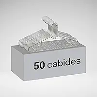 Kit 50 Cabides Plus Reforçado Transparente Cristal 46cm Em Acrílico Resistente Para Roupas Alta Sustentação, Organização E Otimização De Espaço, Ideal Para Guarda-roupas, Closets E Lojas - Paramount