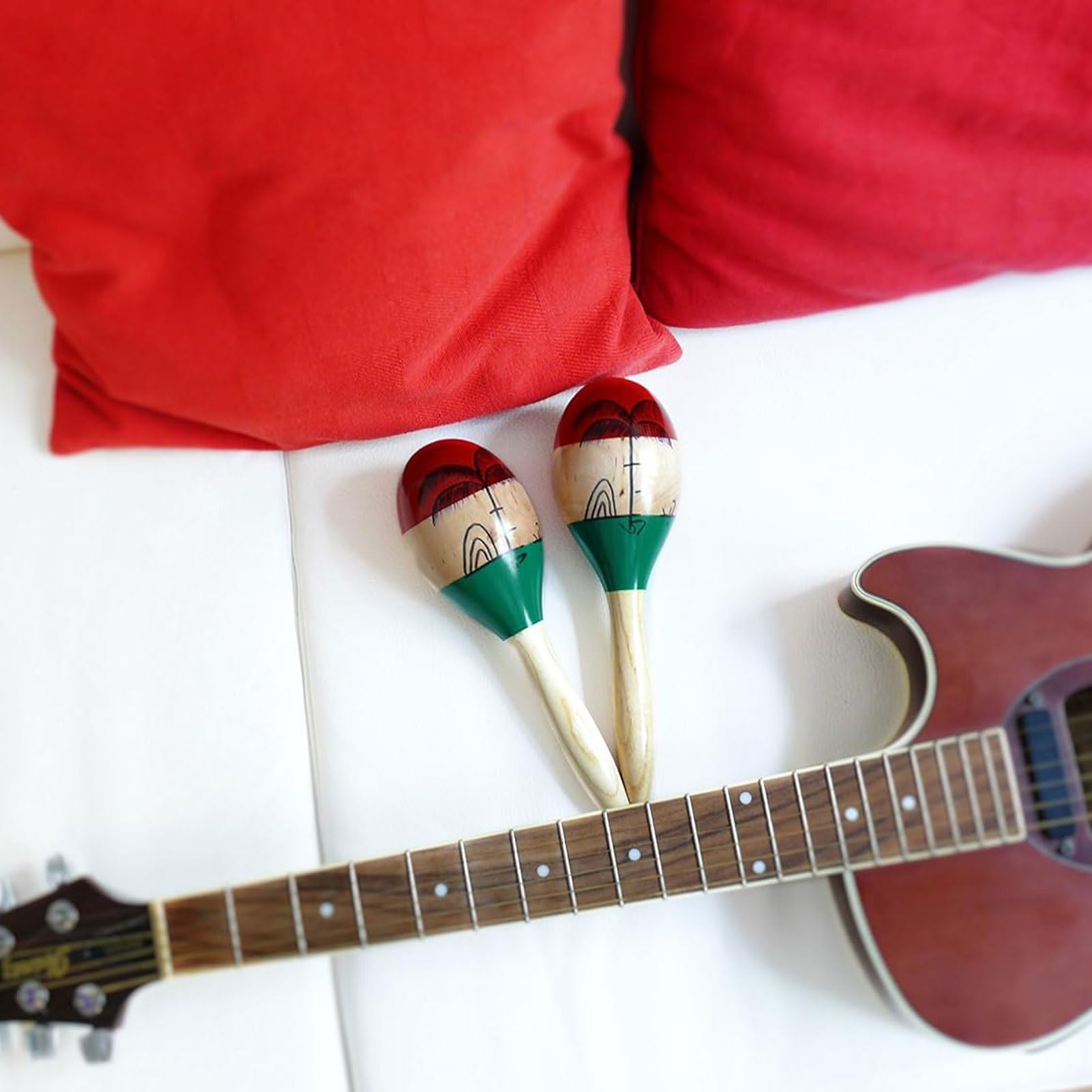 2 Paczki Drewniane Marakasy Muzyczne Malowane Drewniane Maraca Ręczny Instrument Perkusyjny, Dekoracje Świąteczne Fiesta Dla Muzycznej Zabawy (Color : B)
