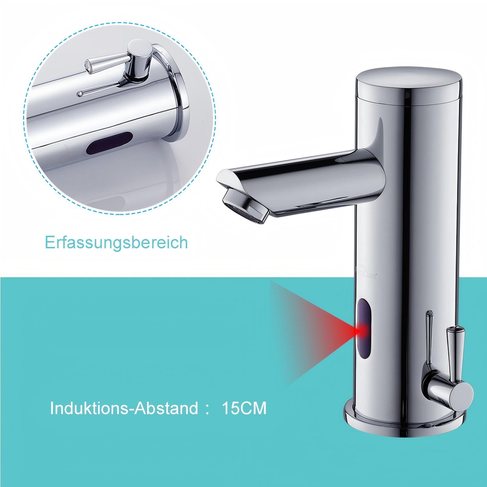 Auralum Automatischer Sensor Wasserhahn Infrarot badarmaturen waschtischarmatur Mischbatterie 18,2cm hoch