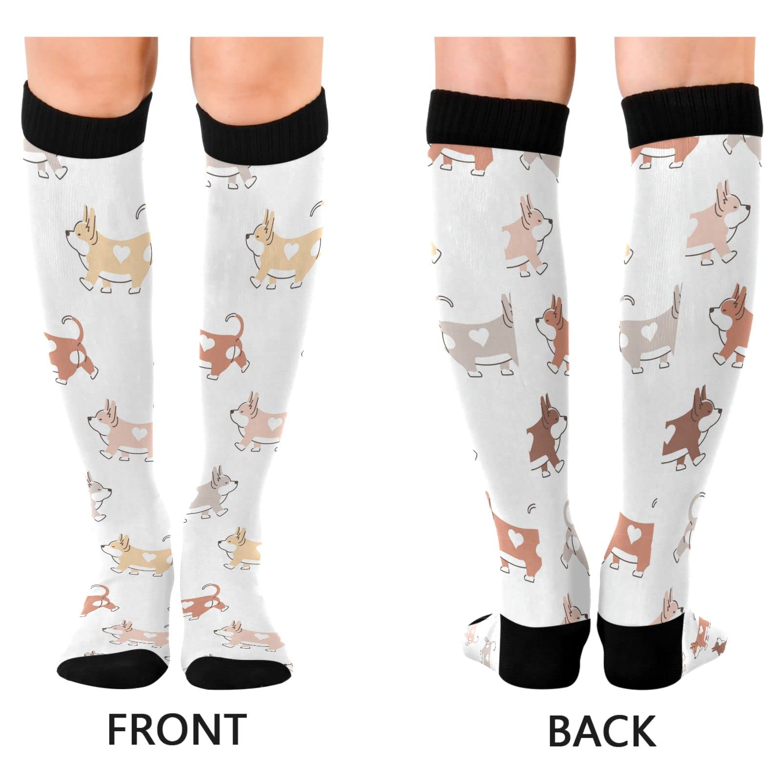 Wusikd Cartoon Corgi Dog Compression Socks for Women and Men Circulation Cute Long Socks for Athletic Running 2
