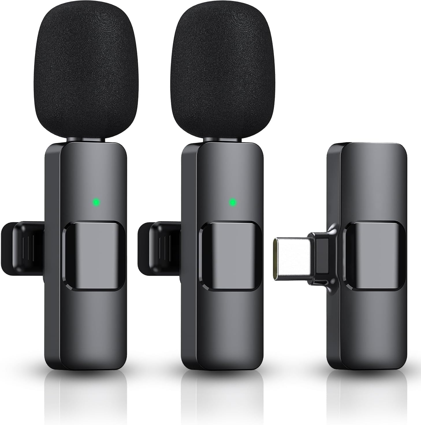 2 Pack Wireless Microphone for iPhone 15 Series,iPad,Android, USB-C Wireless Clip-on Microphones for iPhone Video Recording, YouTube, Interview, TikTok, Vlog, MC-1