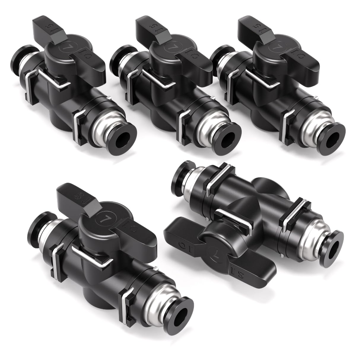 5 Pcs 4mm Pneumatic Ball Valve Push to Connect Fittings BUC Air Flow Control Valve Straight Quick Connect Air Hose Fittings