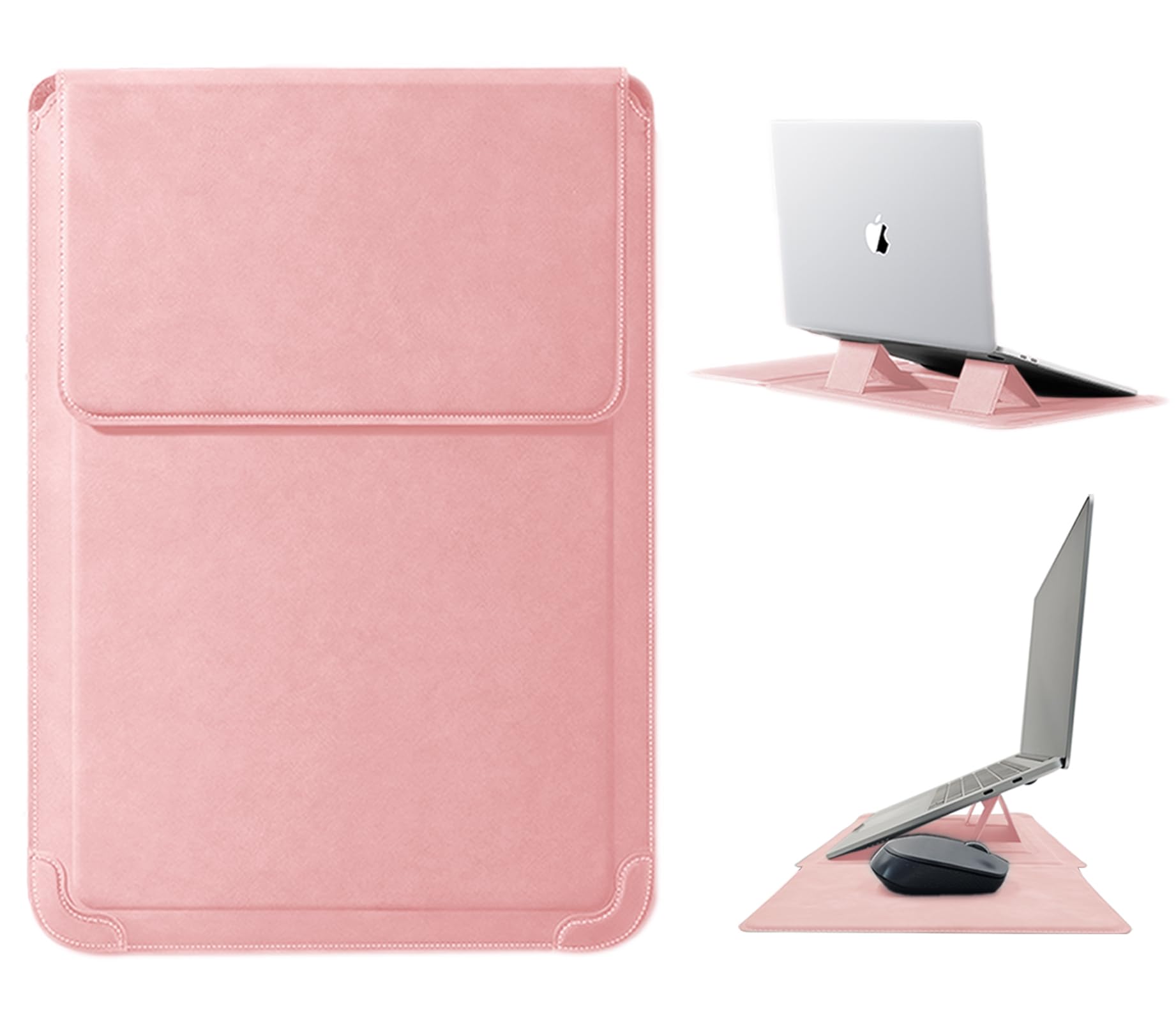 Laptop Sleeve with Stand and Mouse Pad Leather Laptop Case Notebook Computer Protective Cover for MacBook Air/Pro Dell Lenovo ThinkPad HP Samsung