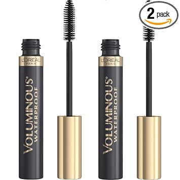 LOreal Paris Makeup Voluminous Original Waterproof Mascara, Black, 0.28 Fl Oz (Pack of 2)