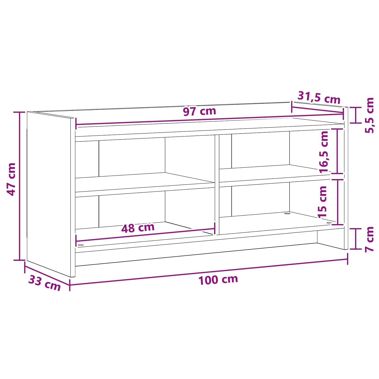 Mueble de TV moderno de madera blanca 100 x 33 x 47 cm con mucho espacio de almacenamiento y estantería, ahorra espacio para sala de estar, dormitorio, rincón de juegos, gestión de cables
