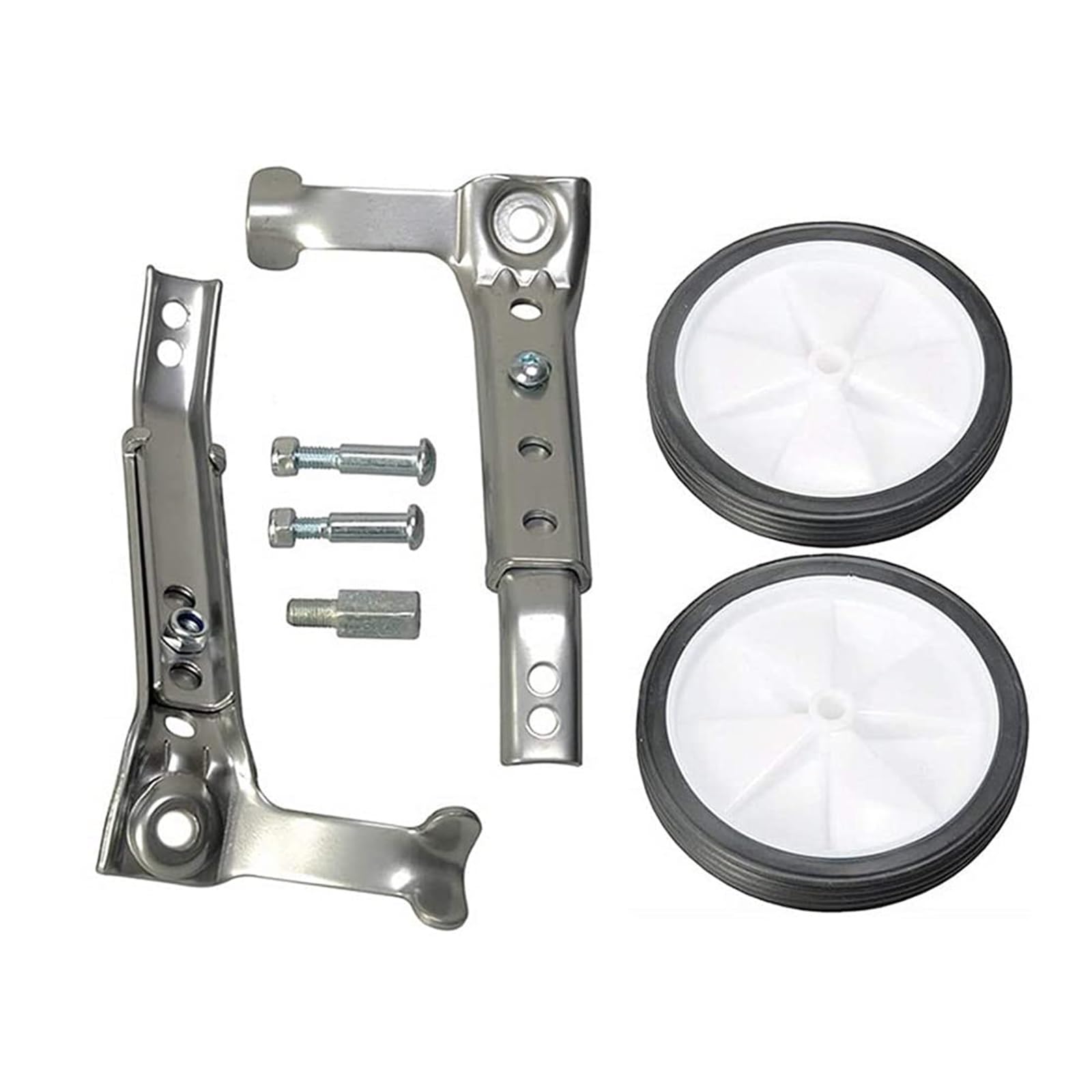 THE WHITE SHOP 1 Pair,Bicycle Training Wheels, Bike Stabilizers Support Wheels,Universal Bike Stabilisers Kids,Bike Steel Frame for 16 18 20 22 24 Inch Kids Riding Safe Equipment(Color:SILVER)