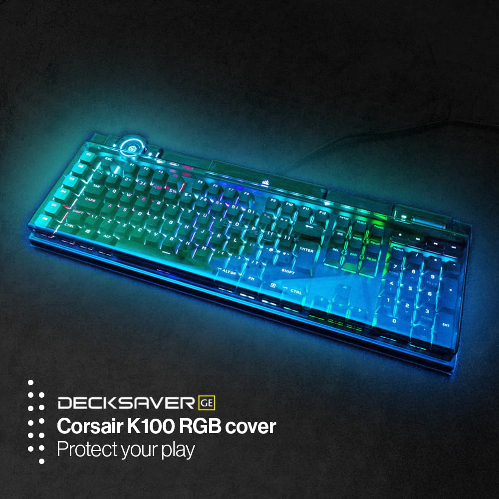 Decksaver Copertura per la Serie di Tastiere Corsair K100 RGB - Coperchio Protettiva Fumé/Chiara, Realizzata nel Regno Unito