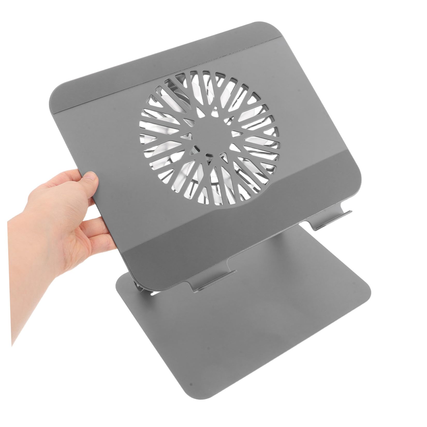 TEHAUX Supporto per Laptop e Tablet con Ventola di Raffreddamento Pieghevole in Acciaio al Carbonio per Ufficio e Scrivania Multidevice Ergonomico