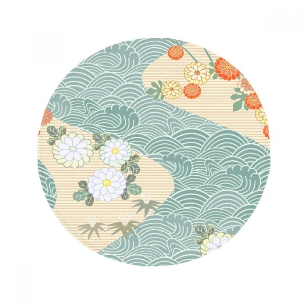 Tapis de bain rond anti-slip style japonais pour sécuriser la cuisine et la salle de bain