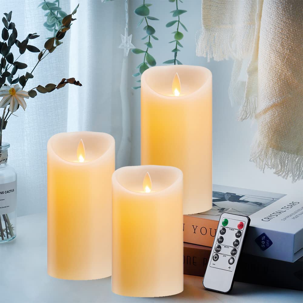 Candele LED Ricaricabili con Telecomando - Candele Senza Fiamma con Timer, Effetto Tremolante, Ideali per Decorazioni Festive - 7.5 x 10 cm