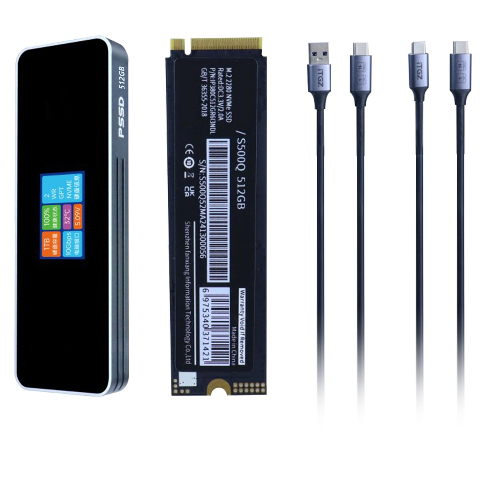 2280 unidades de estado sólido con USB 3.1 de 10 Gbps con pantalla LCD para laptop, PC, escritorio, NVMe SSD