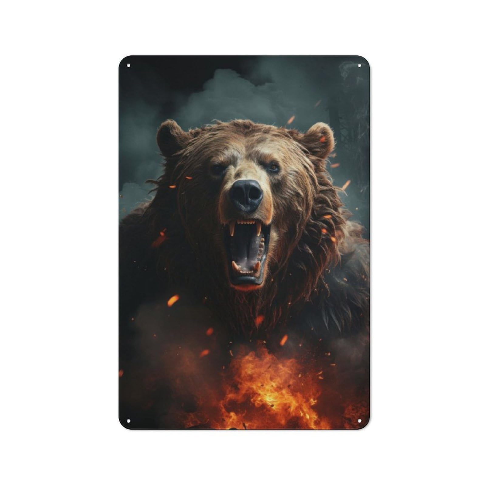 Junmoney Angry Bear Metal Sign 30X20cm With For Hallway Wall, Rustic Decor, Housewarming Present For People Styling Hallway