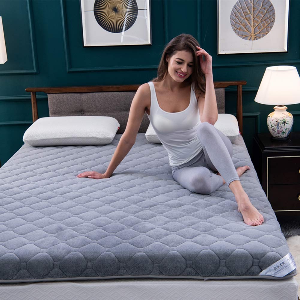 WYJHNL Matelas Futon Doux 6cm D'épaisseur, Matelas Tatami Japonais, Dortoir étudiant Pliant, Convient pour Le Sol et Lit, Gris, 160x200cm (63x79inch), Moelleux, Coton