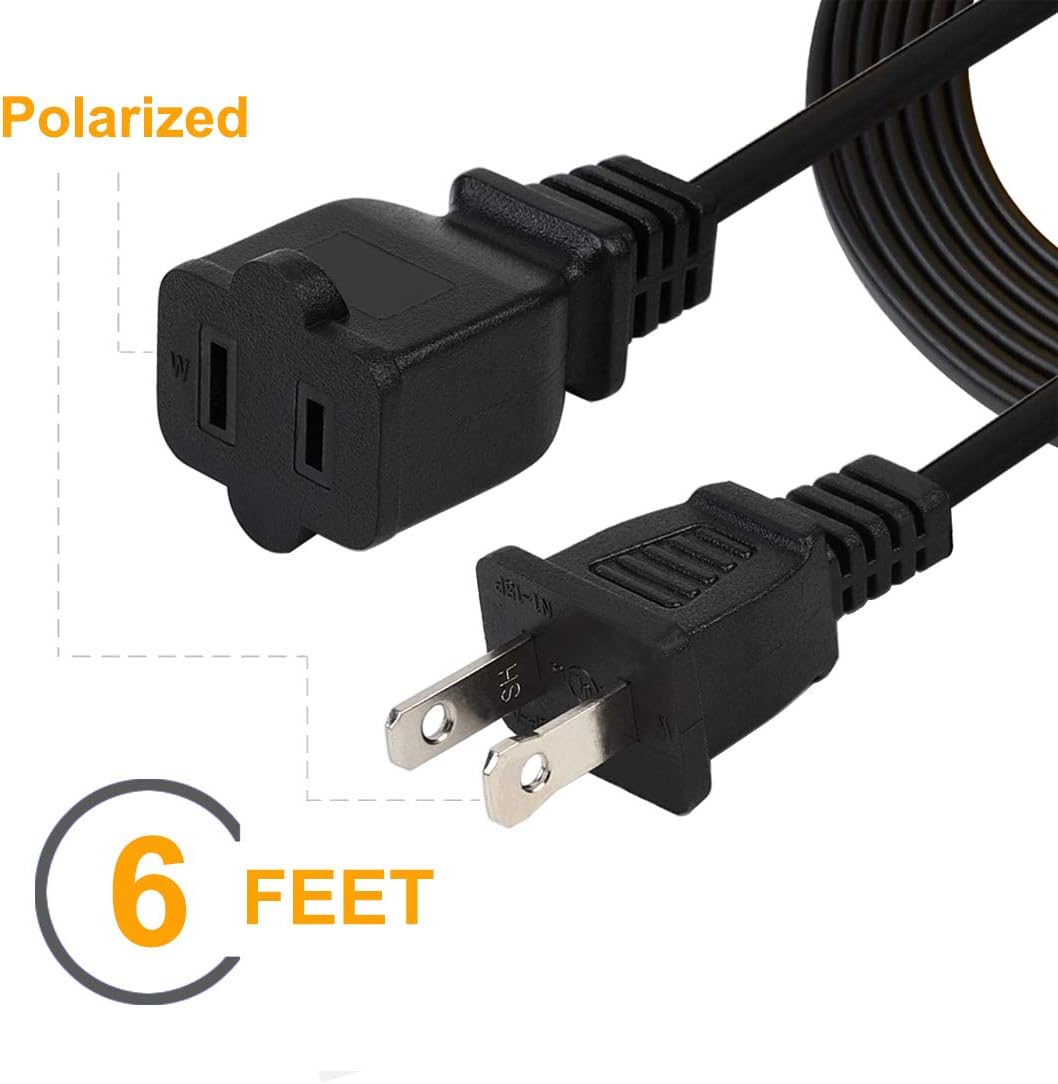 🔥 Flash Sale 6FT(1.8M) Polarized US 2-Prong Male-Female Extension Power Cable,US AC 2-Prong Male/Female Power cable10A/125V,Nema 1-15P to 1-15R Cable Polarized Flash Sale Buy 1 get 1 6FT(1.8M) Polarized US 2-Prong Male-Female Extension Power Cable,US AC 2-Prong Male/Female Power cable10A/125V,Nema 1-15P to 1-15R Cable Polarized