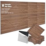 GreenClad 3D Peel and Stick Acoustic Wall Panels – 8 Pack Self-Adhesive Wood Pattern Soundproof Panels 23.6” x 23.6” for Interior Wall Decor, Bedroom, Living Room, Office (Golden Maple)