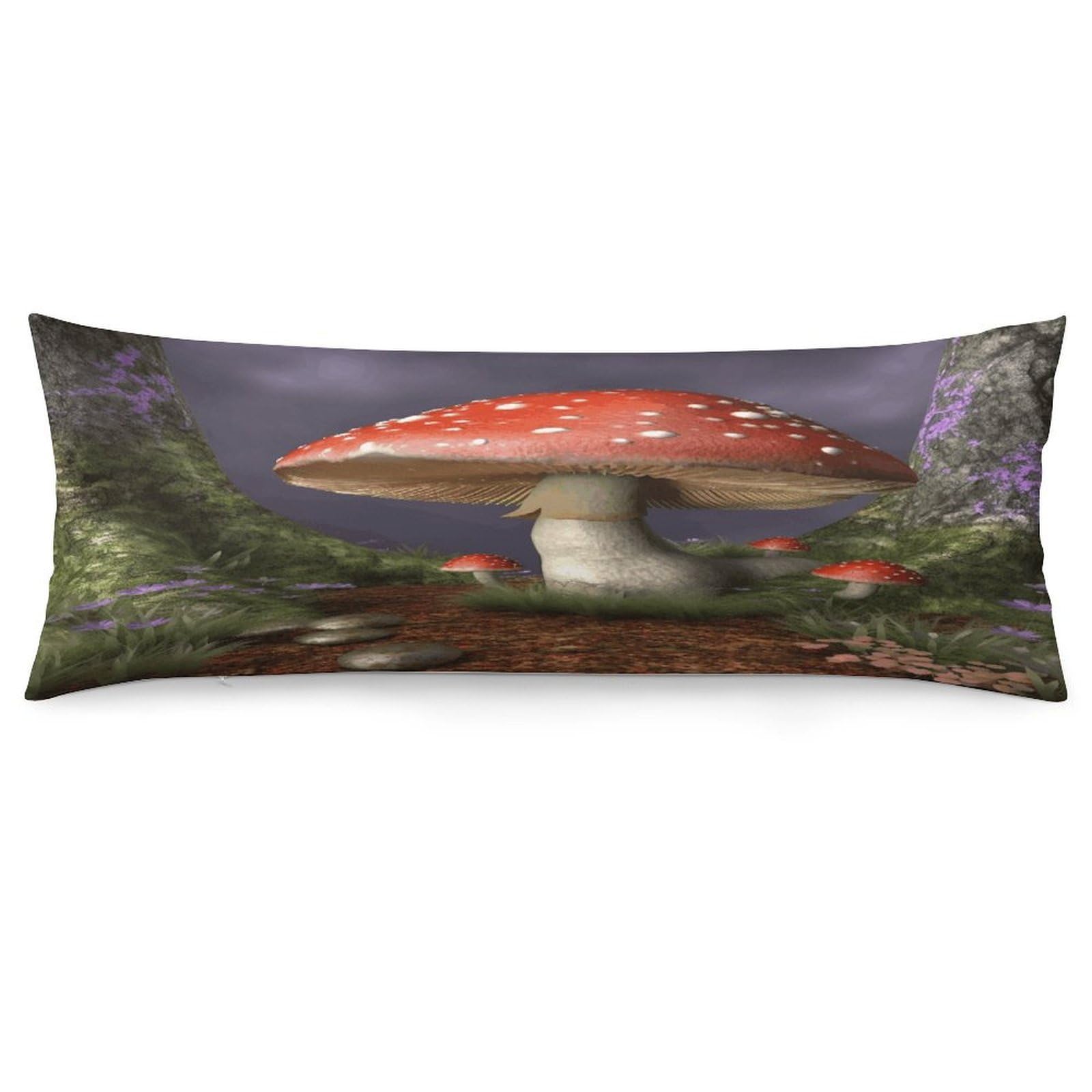 Mushroom Throw Pillow Cover Soft Lumbar Pillow Covers with Zipper Breathable Rectangular Cushion Case Polyester Pillow Case Decorative Body Pillow Cover for Couch Bed