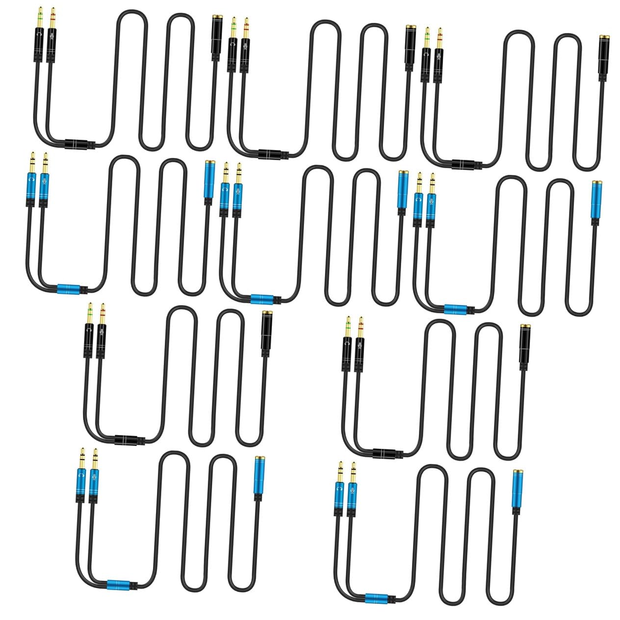 Uonlytech 5 Set Di Cavi Splitter Audio Y Per Microfono Con Prestazioni Stabili Facile Installazione Per Computer Desktop E Laptop 2 Pezzi * 5