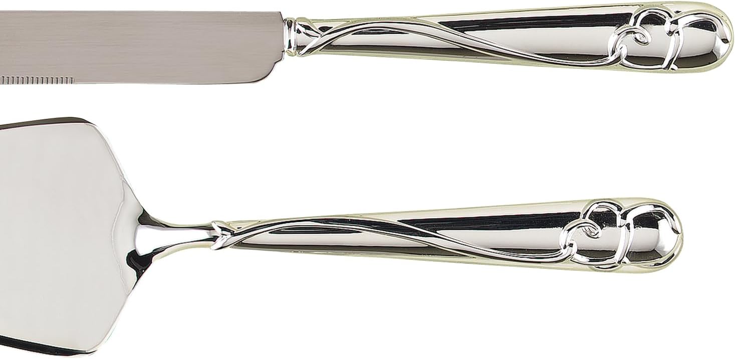 Hortense B. Hewitt Wedding Silverplated Cake and Knife Serving Set, Graceful Heart