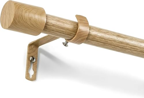 NICETOWN Adjustable Faux Wood Grain Metal Curtain Rod, Extendable Drapery Rod fo