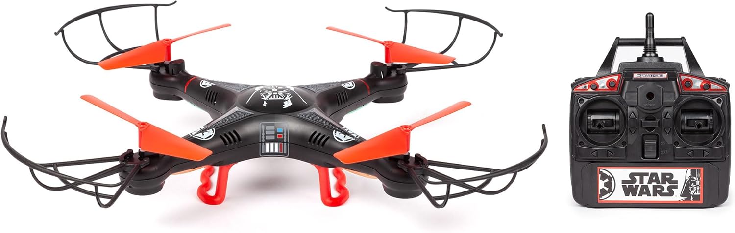 Star Wars Darth Vader RC Quadcopter Drone - 2.4GHz 4.5CH Remote Control Flying Drone with Flip Stunt Modes, Speed Control, Built-In Gyro, USB Charging - Kids 6+