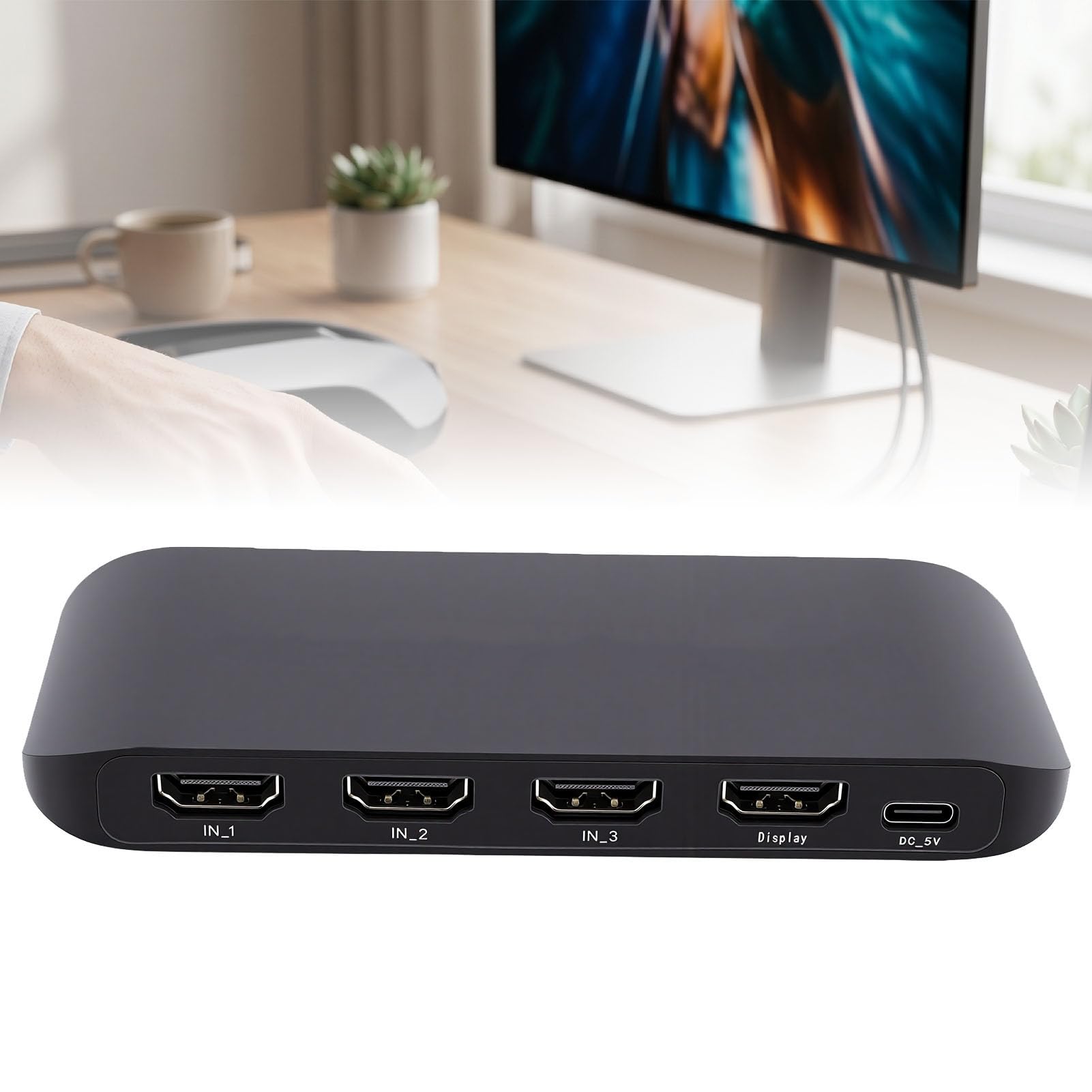 Annadue HDMI 3 in 1 Uscita 8K 60Hz 48Gbps con Telecomando / 3 in 1 Uscita HDMI 2., 8K 60Hz / 4K 120Hz, 48Gbps HDR10 Vision, Telecomando e Controllo IR, Plug and Play