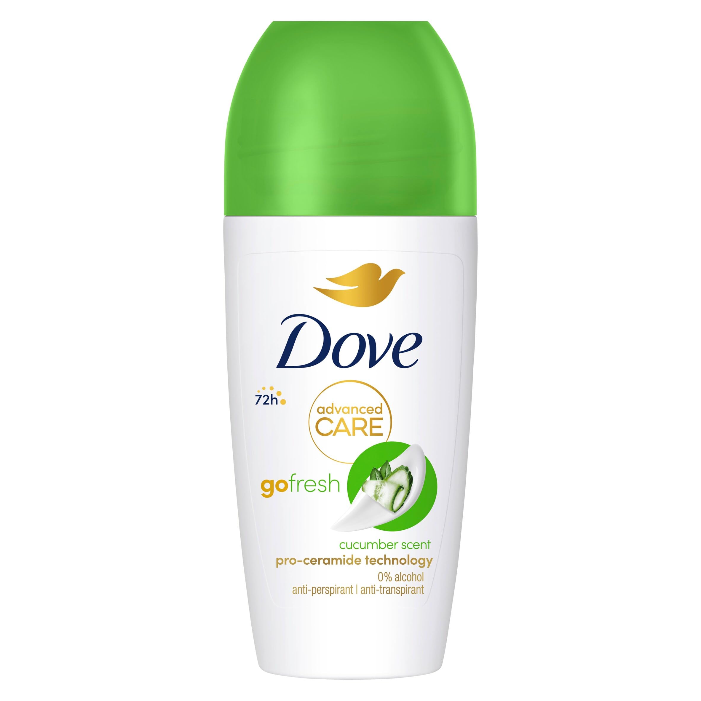 Dove Advanced Care Go Fresh Antitranspirant-Deodorant mit Gurkenduft und Dreifach-Feuchtigkeitstechnologie zum Aufrollen für 72 Stunden Schutz, 6 x 50 ml