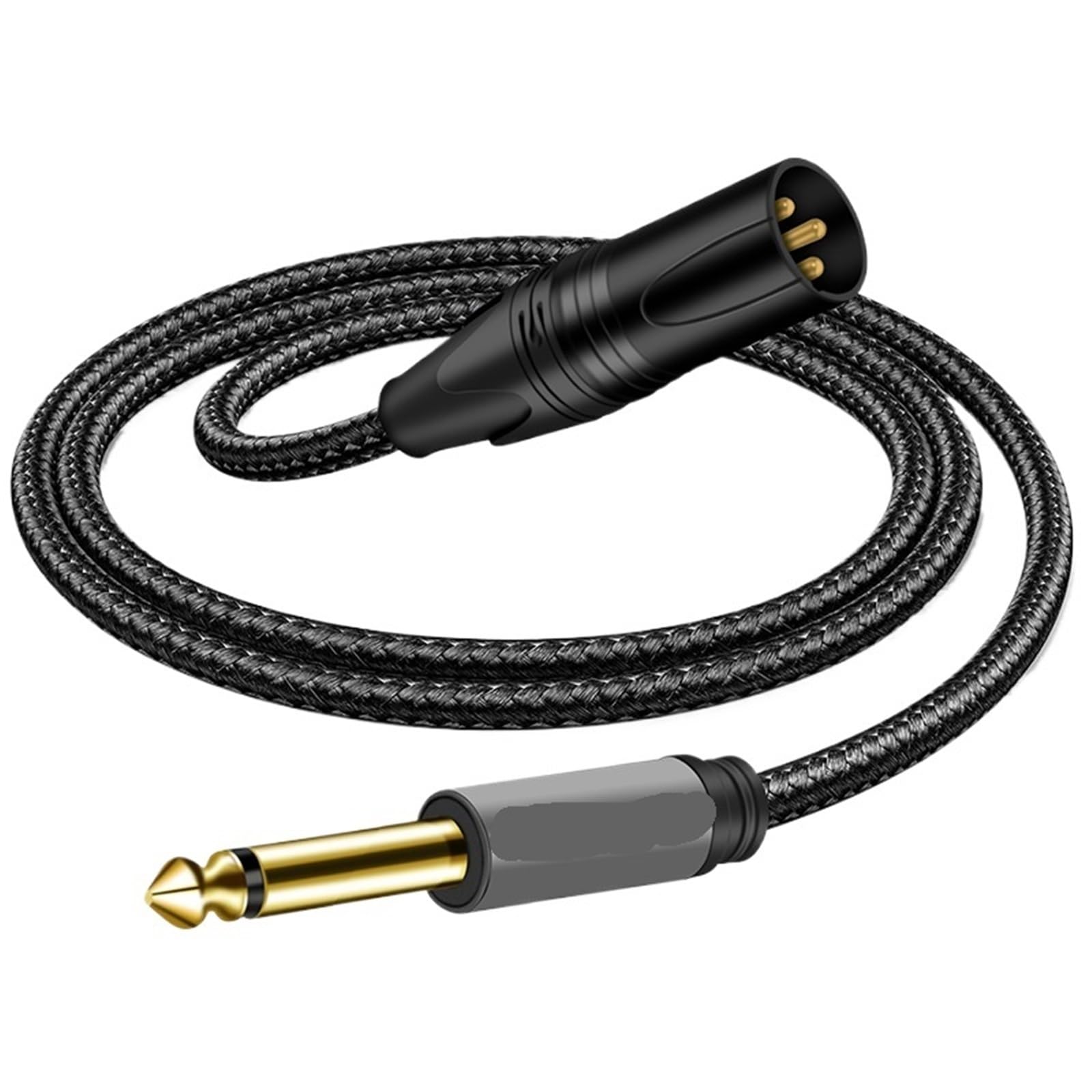 Kabel audio dla męskiego mikrofonu TS Mono do niezrównoważonego XLR 1/4 ", podwójny ekranowany kabel połączeniowy, bez szumów dla wzmacniacza mikrofonu(3 metr)