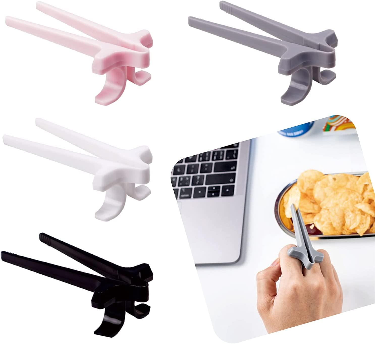 S.A.V.I 4pcs Finger Chopsticks for Gamers, Laptop Accessories, Snack Chopstick Clip, Chips Grabber Tool, Finger Tongs-picture-32