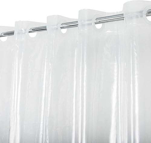 Cortina de ducha PEVA sin ganchos o forro - Cortina de ducha transparente resistente 8G para baño sin ganchos necesarios, impermeable, sin plástico