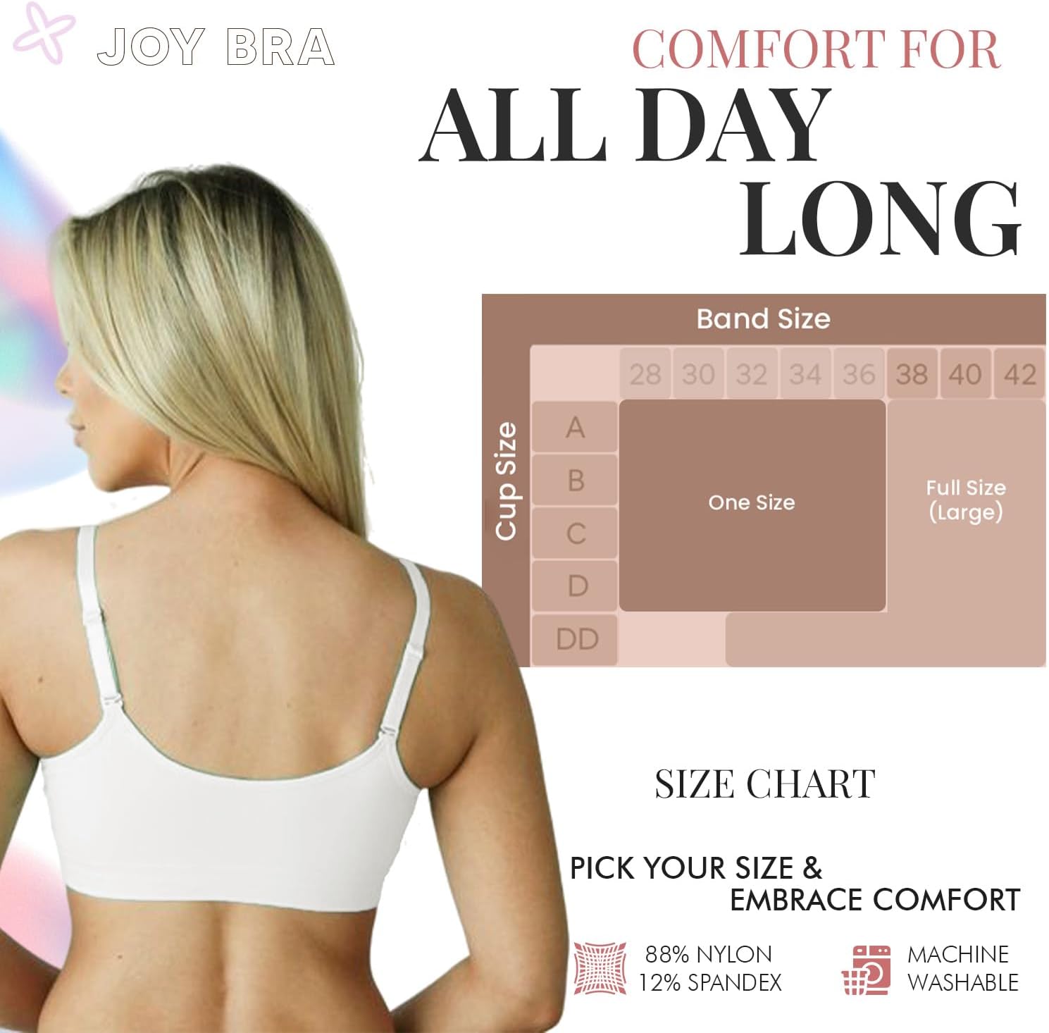 V-Neck Seamless Bra with Lace Trim, Full Coverage Wireless Bras for Women, Adjustable Straps - Image 4