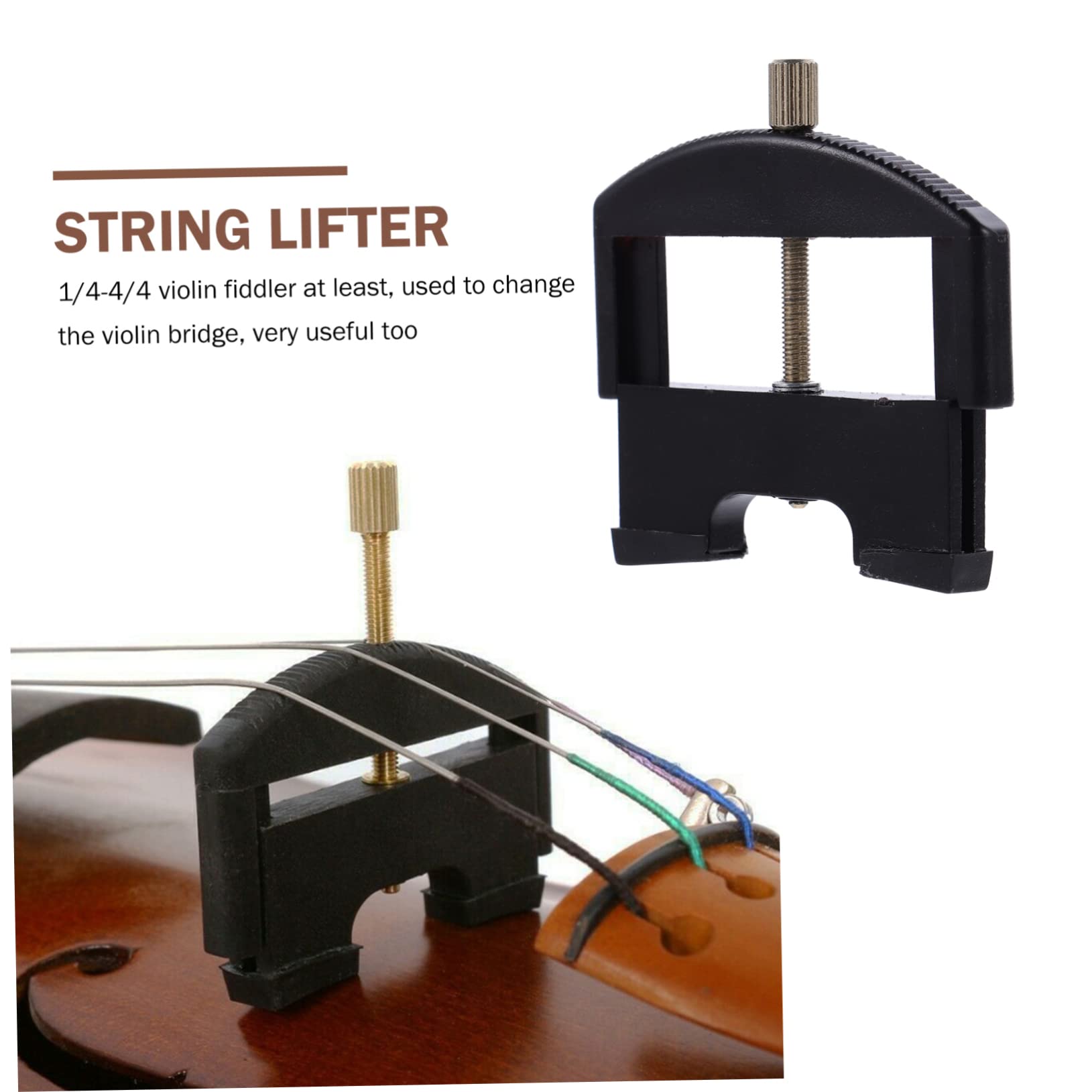 Utensile per Corde di Violino 1/4-4/4 Altezza Regolabile | Nero, Plastico Placcatura in Ferro, per Ponte e Sostituzione Corde, Posizione Segnata Precisione