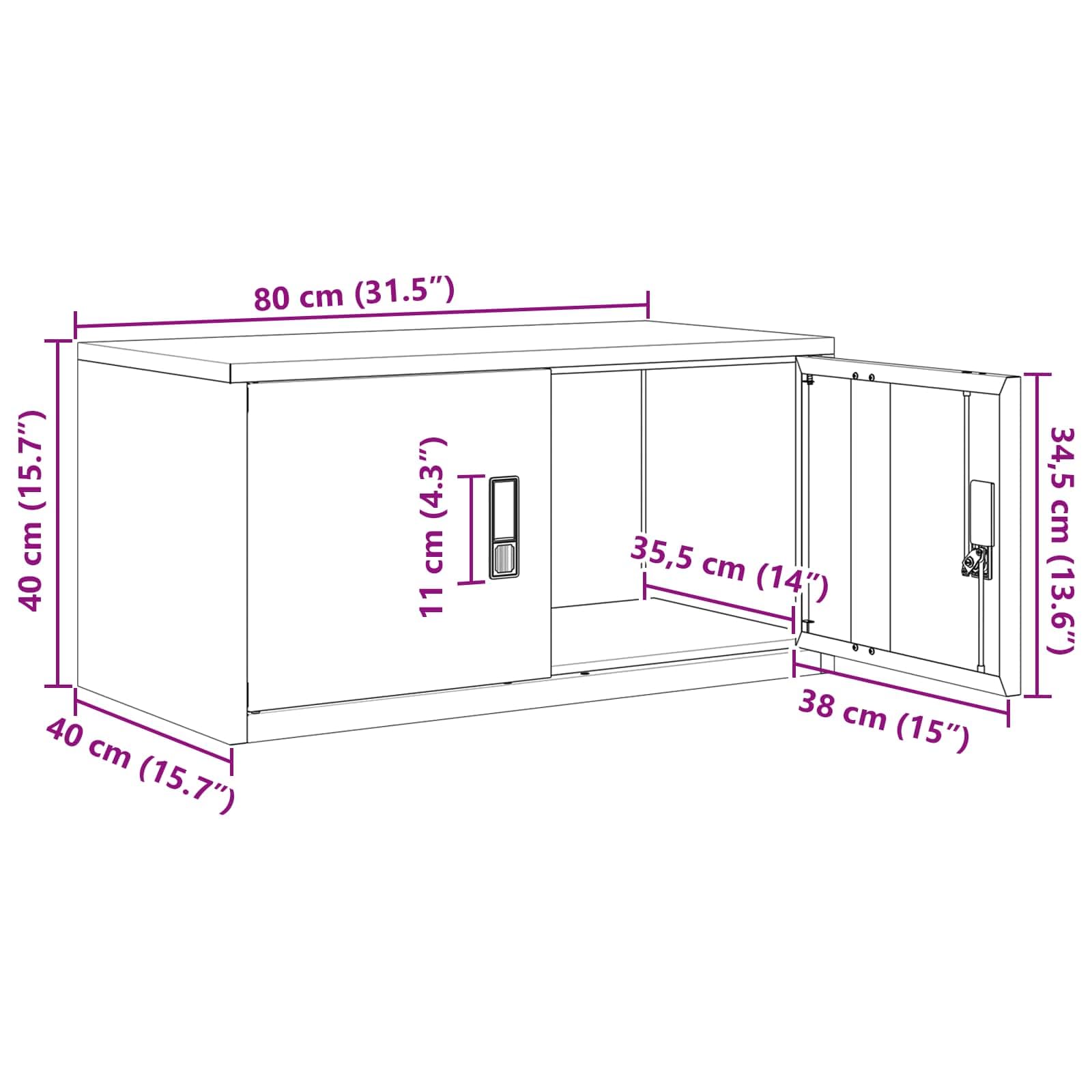 vidaXL Armoire de Rangement Jaune Moutarde 80 x 40 x 40 cm Acier, Armoire de Bureau Moderne, en Acier rectangulaire, fermant à clé, Espace généreux, Meuble Industriel, Solution Robuste