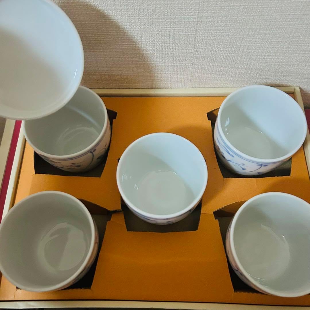 平戸三川内焼 十四代嘉泉 錦赤金彩流蒸茶碗 5客 7cm 嘉泉窯 | 三