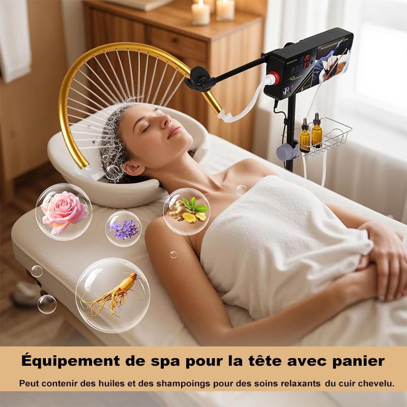 Appareil de Spa Portable pour la tête, dernière Version améliorée (2026) - Massage en Cascade Japonaise pour Salon/Maison, Réglable Hauteur/Angle pour Bacs à Shampoing