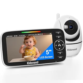 Baby Monitor with Camera and Audio – 720P Baby Camera No Wifi, 5 inch Screen,48 Hours Battery Life, Night Vision, Remote Pan& Tilt& Zoom,Two-Way Talk, Lullabies, Thermal Monitor, 1000ft Range - Amazon product rated Grade A