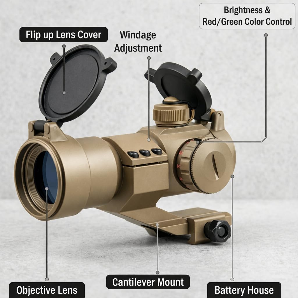 Tactical Scope Reflex Stinger 4 MOA Red - Green Dot Sight with Picatinny Mount