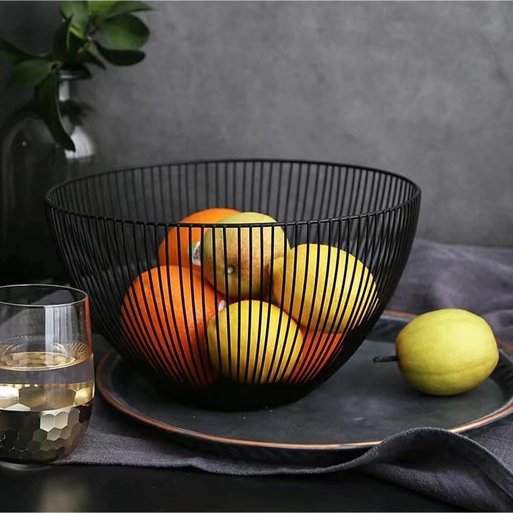 Regalo Del Día De La Madre: Cesta De Frutos Radial De Alambre Negro XZ-23155 - Canasta Moderna Para Encimera De Cocina, Comedor Y Salón - Almacenamiento Decorativo Para Frutas, Verduras Y Mer — view 2
