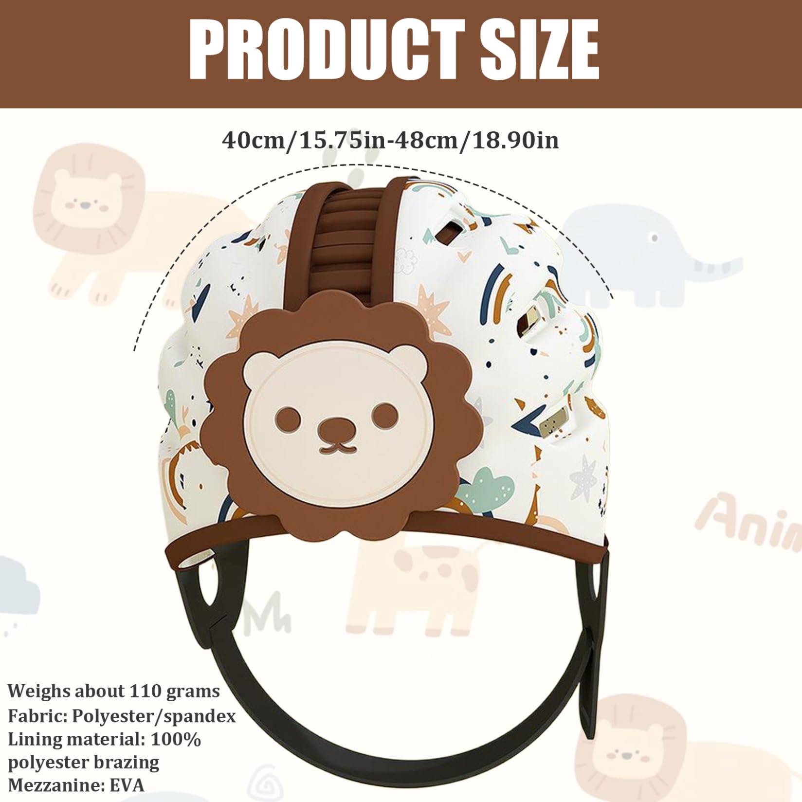 Casco de bebé para gatear Sin golpes Protector de cabeza de bebé ligero para caminar Casco de seguridad con cojín suave, transpirable y ajustable para niños pequeños de 6 a 24 meses.