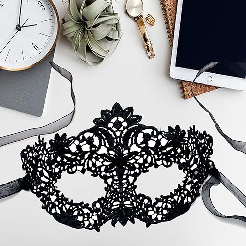 Miniatura 4 de Máscara de mascarada para mujer, máscaras de encaje Mardi Gras, máscara veneciana para fiesta de máscaras, accesorios de disfraz, Negro -
