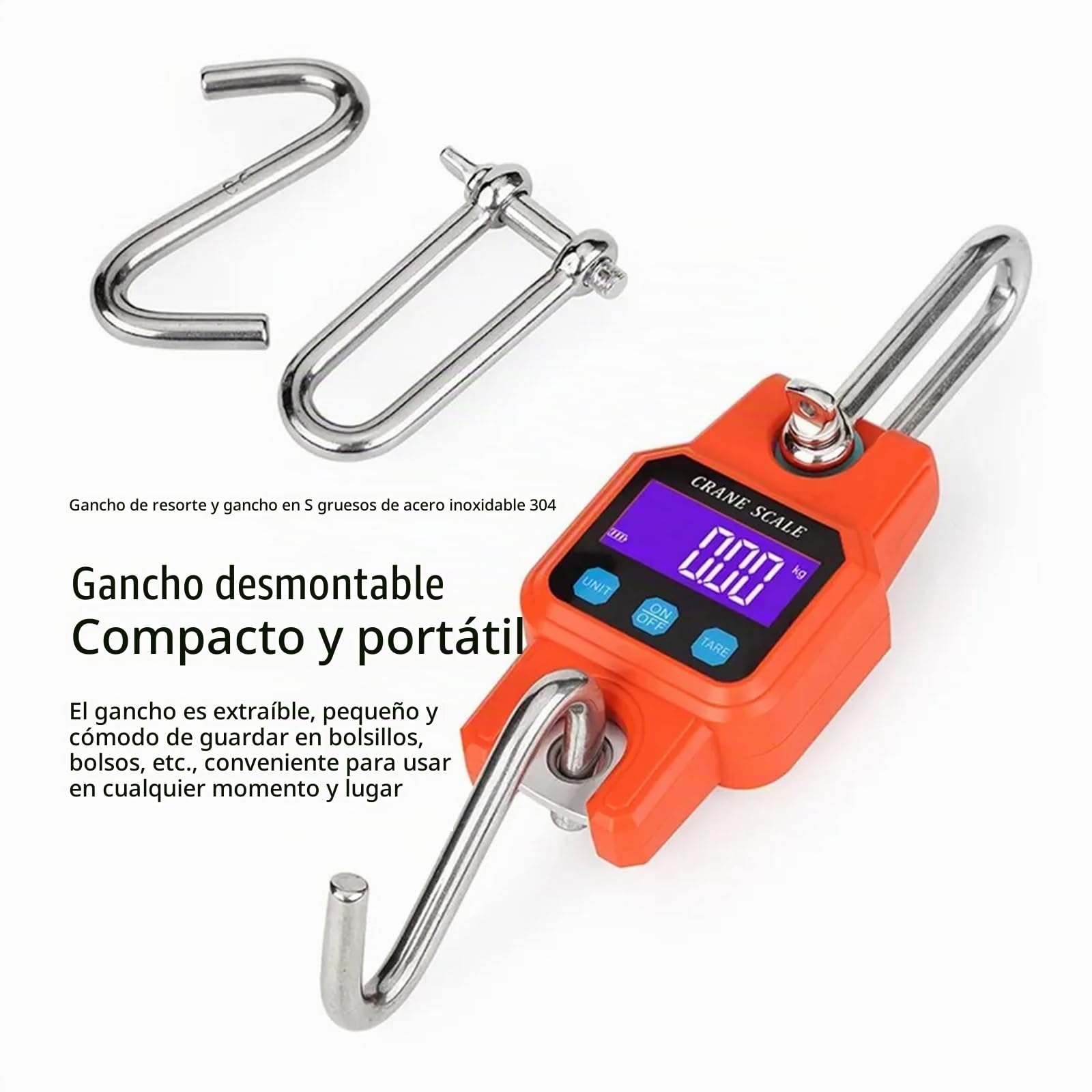 Escala colgante, Báscula electrónica portátil con gancho, báscula colgante, báscula de elevación mini con carga Bluetooth for uso doméstico Pantalla de alta definición(Black with BT)