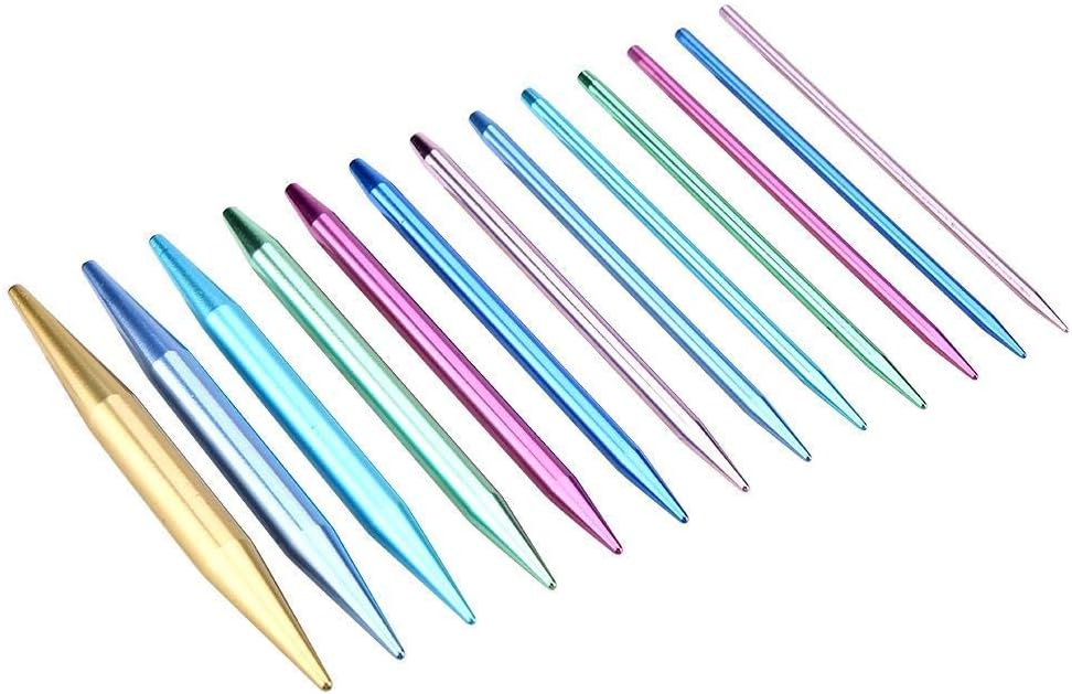 Interchangeable Needles Set Knitting Needles Set, Aluminum Circular Double Pointed Interchangeable Crochet Needles Colorful Aluminum Circular Knitting Needles Ring Set for DIY Craft